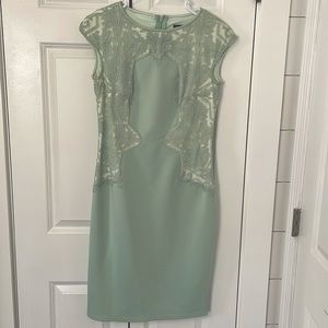 mint color Tadashi Shoji dress.